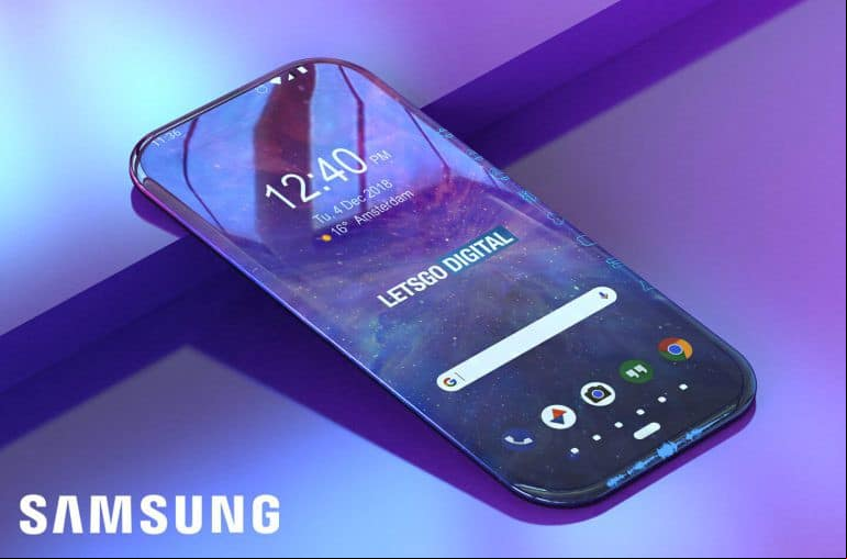 Filtrado patente que muestra un Samsung con una pantalla infinita