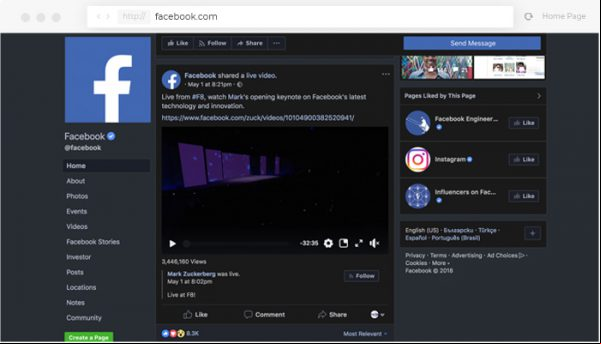 Modo oscuro de Facebook ya se encuentra en pruebas