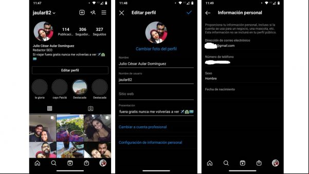 cambiar correo electrónico instagram