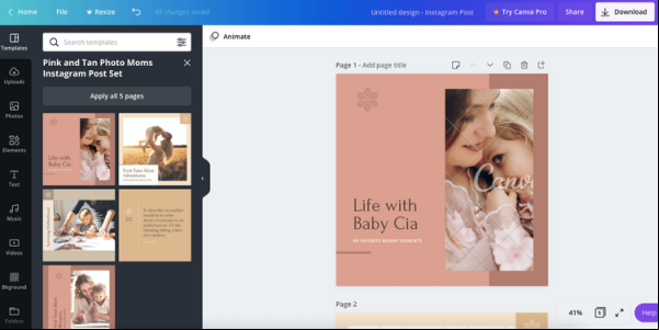 crear un vídeo en Instagram con Canva. Aplicaciones Android